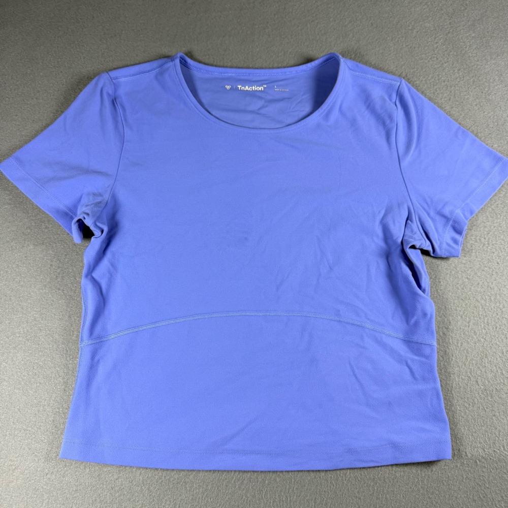 TnAction Womens Large Active Short Sleeve T-Shirt Periwinkle Blue Crew Neck